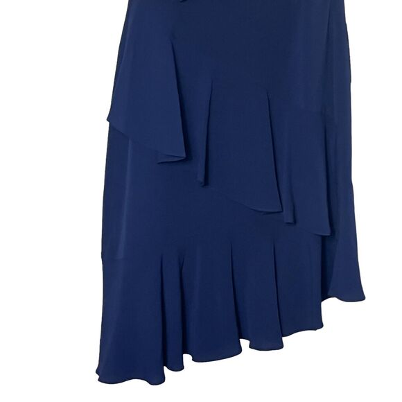 Maggy London Crepe Asymmetric Sheath Dress, Navy, Women's 4 - Picture 4 of 10